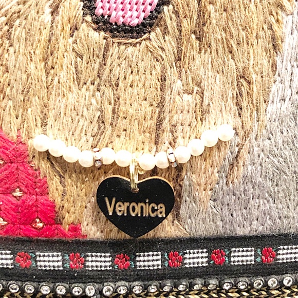 Yorkie Needlepoint Tote with Bamboo Handles, Handmade, NEW! - Picture 5 of 7